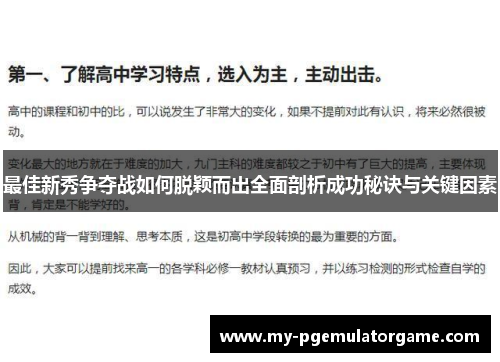 最佳新秀争夺战如何脱颖而出全面剖析成功秘诀与关键因素